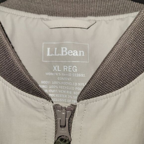 LL Bean 3 Season Bomber Jacket Beige Gray Birch Size XL Regular 512691 - Picture 2 of 8